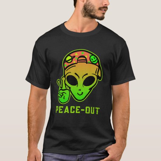 Urban Legend Alien Streetwear PEACE OUT Tシャツ (正面)