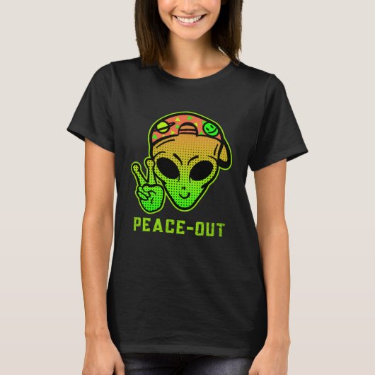 Urban Legend Alien Streetwear PEACE OUT Tシャツ (正面)