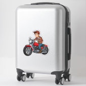 🏍️ Urban Lifestyle Cartoon Motorcycle Rider Fun シール (スーツケース)