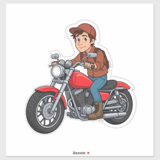 🏍️ Urban Lifestyle Cartoon Motorcycle Rider Fun シール (シート)