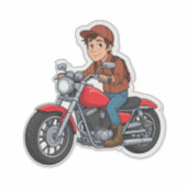 🏍️ Urban Lifestyle Cartoon Motorcycle Rider Fun シール (正面)