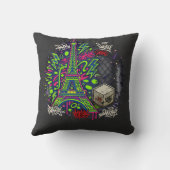 Urban Neon Graffiti Eiffel Tower クッション (裏面)