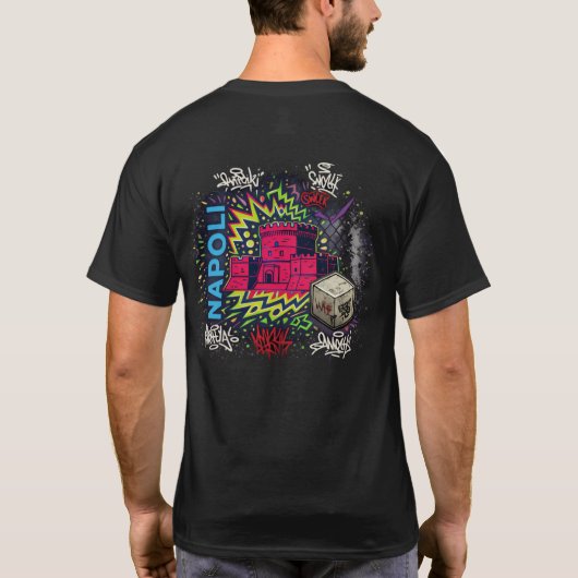 Urban Neon Graffiti Napoli Castle Tシャツ (裏面)