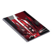 Urban Noir Notebook - Cityscape モダン in赤はっきりした色 ノートブック (右側)