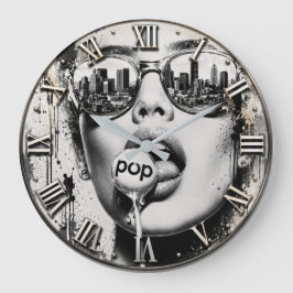 Urban Pop Art City Skyline Women Sunglasses ラージ壁時計