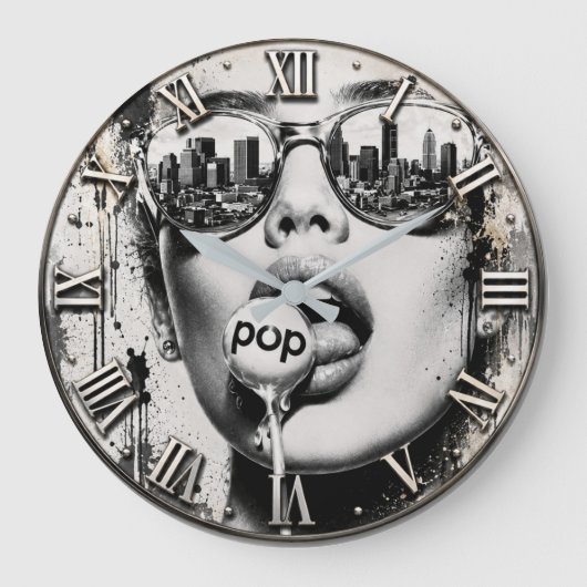 Urban Pop Art City Skyline Women Sunglasses  ラージ壁時計 (正面)