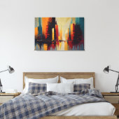 Urban Pulse – Abstract City In Vertical Rhythm キャンバスプリント (インサイチュ (寝室))