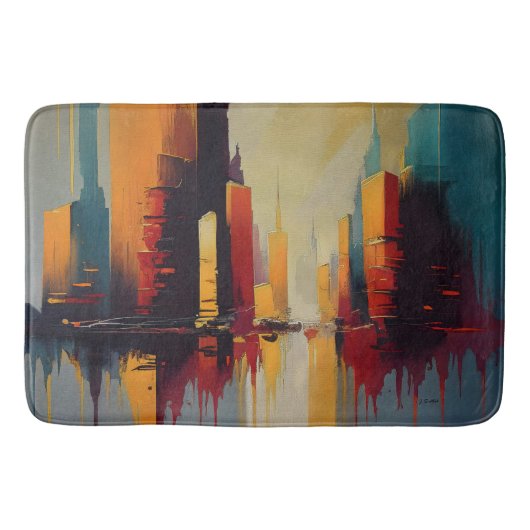 Urban Pulse – Abstract City In Vertical Rhythm バスマット (正面)