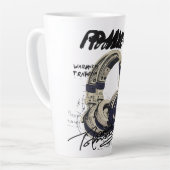 Urban Retro Headphone Vibe Illustration カフェラテマグ (左アングル)