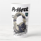 Urban Retro Headphone Vibe Illustration カフェラテマグ (正面)