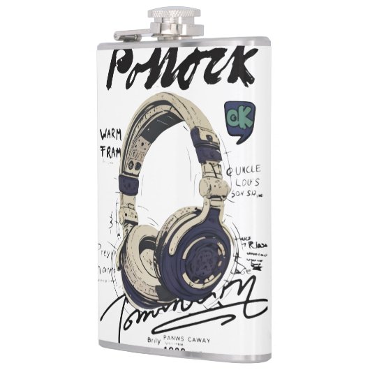 Urban Retro Headphone Vibe Illustration フラスク (左)