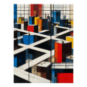 Urban Rhythms: Mondrian-Inspired Cityscape ポスター (正面)