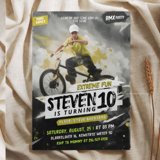 Urban Sketch BMX Birthday Party - Extreme Fun 招待状