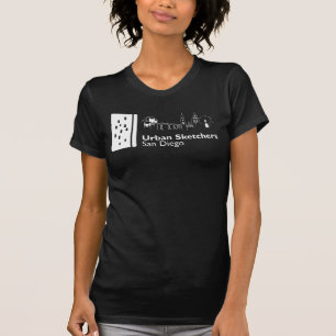 Urban SketchersサンディエゴのホワイトロゴTシャツ Tシャツ