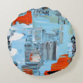 Urban Sky Palette Abstract Round Throw Pillow ラウンドクッション (裏面)
