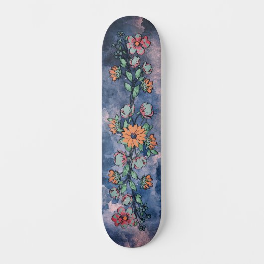 Urban Street Art Inspired Girly Floral Skate Deck スケートボード (正面)