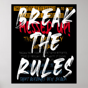 Urban street style Break the rules slogan print wi ポスター