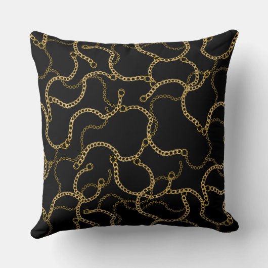 Urban Streetstyle Gold Chains Pattern  クッション (裏面)