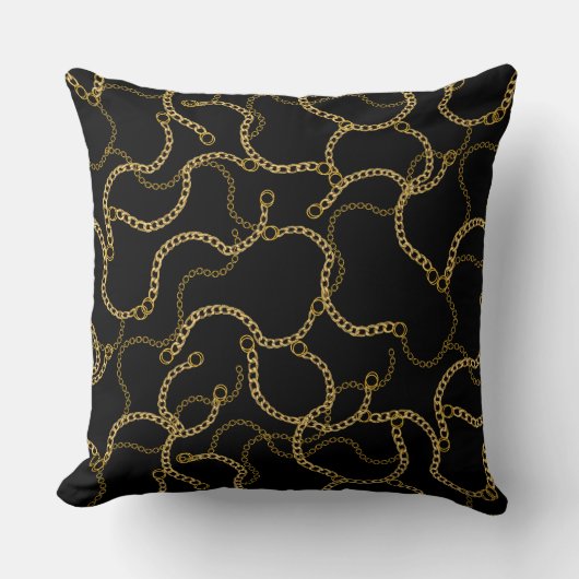 Urban Streetstyle Gold Chains Pattern  クッション (正面)