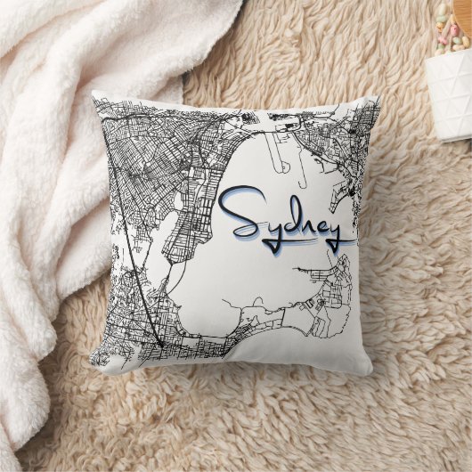 Urban Sydney Street Map – Black & White Accent Cus クッション (ブランケット)