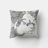 Urban Sydney Street Map – Black & White Accent Cus クッション (裏面)