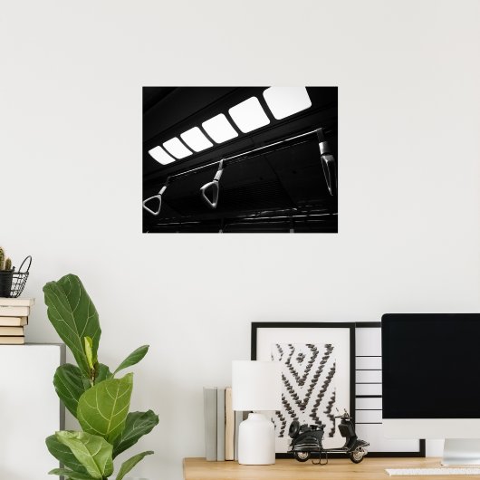 Urban Train Ceiling with Hand Straps ポスター (ホームオフィス)