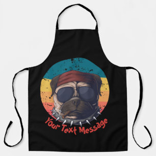 Urban Warrior Sunset Pug Your Text エプロン