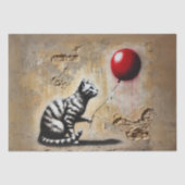 Urban Whimsy：ネコストライプのと赤い気球 薄葉紙 (正面)