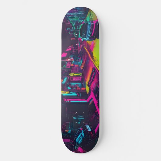 Urbanes neonfarbene Skateboarddeck dynamisch bunt スケートボード (正面)