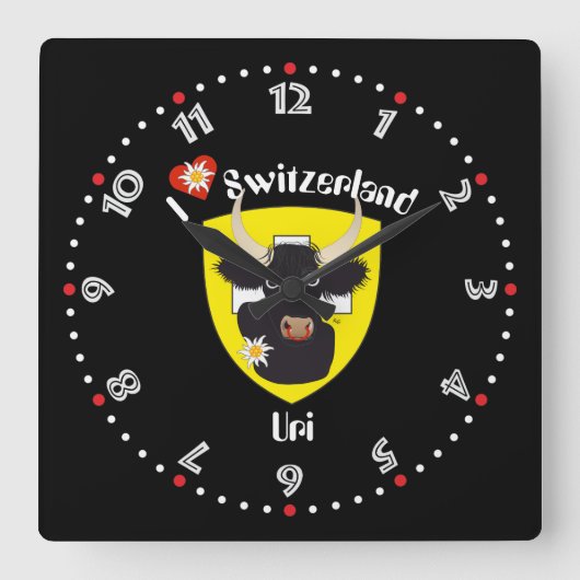 Uri Schweiz Suisse Svizzera Svizra Switzerland スクエア壁時計 (正面)