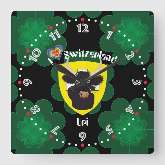 Uri Schweiz Suisse Svizzera Svizra Uhr スクエア壁時計 (正面)