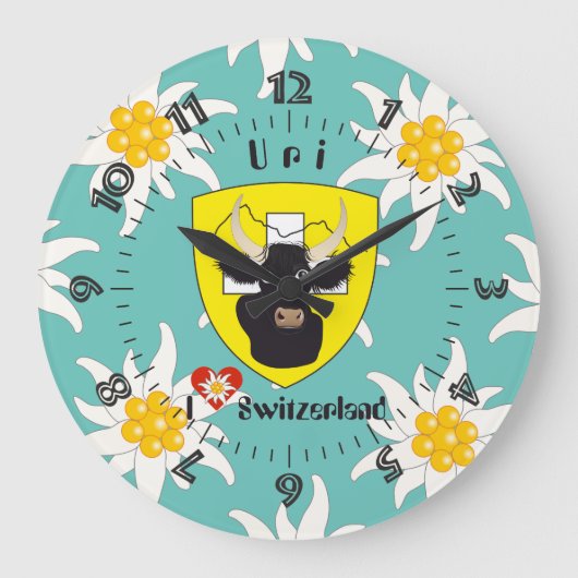 Uri Schweiz Suisse Svizzera Svizra Uhr ラージ壁時計 (正面)