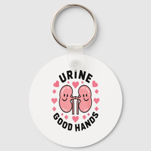 Urine Good Hands Kidney Pun Cute Cartoon Humor  キーホルダー (正面)