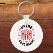 Urine Good Hands Kidney Pun Cute Cartoon Humor  キーホルダー (正面)