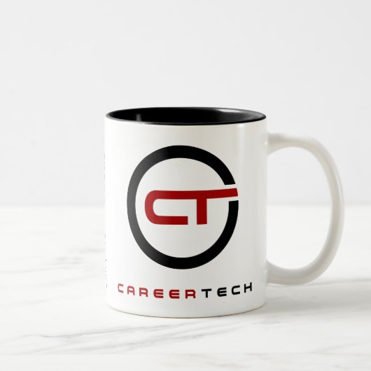 URLが付いているCareerTechのアイデンティティの署名のマグ ツートーンマグカップ (右)