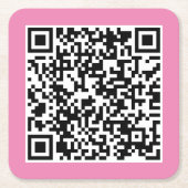 URLにリンクされた個人用QRコード スクエアペーパーコースター (正面)