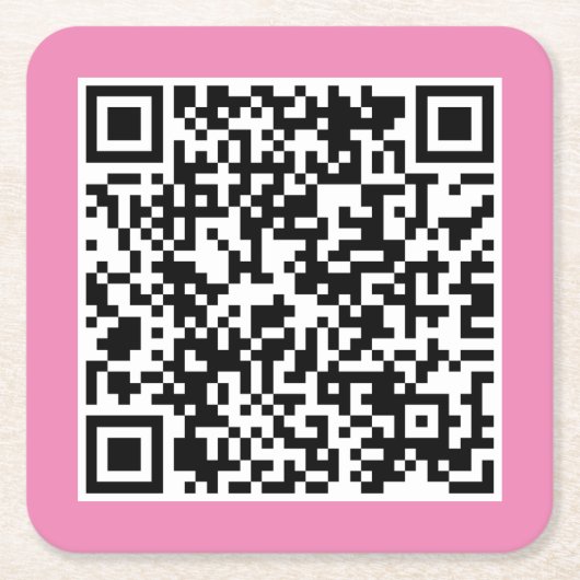 URLにリンクされた個人用QRコード スクエアペーパーコースター (正面)