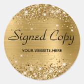 URLを使用しフェイクたキラキラしたゴールドフォイルの署名済みコピー ラウンドシール (正面)