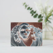 Urn顔銅灰色コンピュータアート ポストカード (スタンド正面)