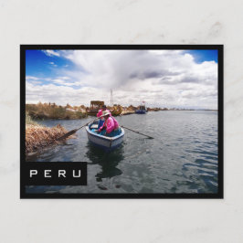 Uros on Lake Titicaca,ペルー黒枠はがき ポストカード
