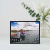 Uros on Lake Titicaca,ペルー黒枠はがき ポストカード (スタンド正面)