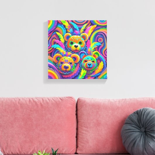 Ursinhos com máscara para o carnaval  キャンバスプリント (インサイチュ (リビング))