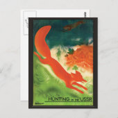 URSSロシアヴィンテージ旅行はがきフォックス狩り ポストカード (正面/裏面)