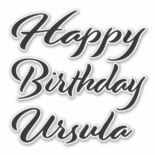 Ursula Name Vorname black Sticker Geburtstag シール (正面)