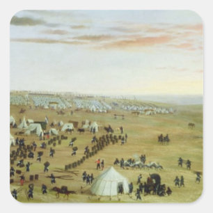 Uruguaianaのキャンプ、リオ・グランデ川、ブラジル1865年(油 スクエアシール