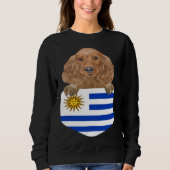 Uruguay Flag Cocker Spaniel Dog In Pocket スウェットシャツ (正面)