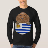 Uruguay Flag Cocker Spaniel Dog In Pocket Tシャツ (正面)