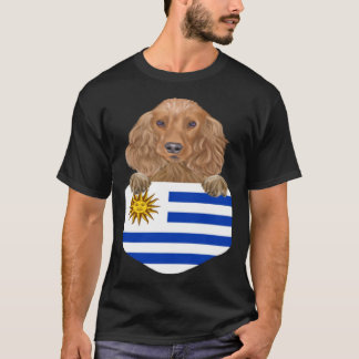 Uruguay Flag Cocker Spaniel Dog In Pocket Tシャツ