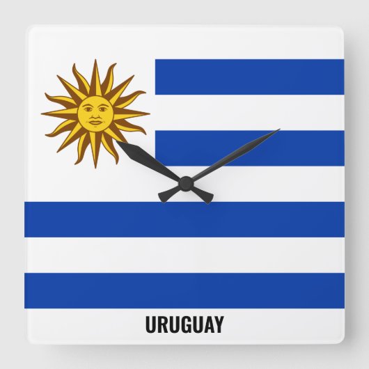 Uruguay Flag Dazzling Patriotic スクエア壁時計 (正面)