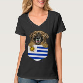 Uruguay Flag Leonberger Dog In Pocket Tシャツ (正面)